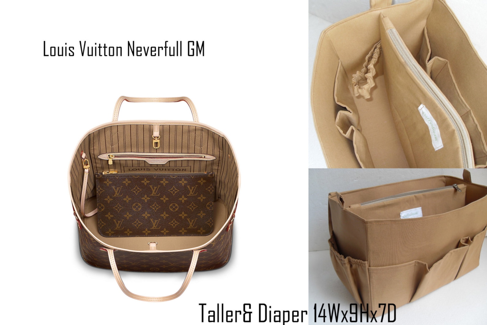 Taller and Diaper Purse Organizer for Louis Vuitton Neverful Etsy