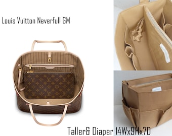 Taller and Diaper Purse organizer for Louis Vuitton Neverful GM in Sand fabric - Diaper Bag organizer