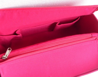 Pink Purse organizer for Louis Vuitton Neverfull GM with Zipper closure- Bag organiser in Fuchsia