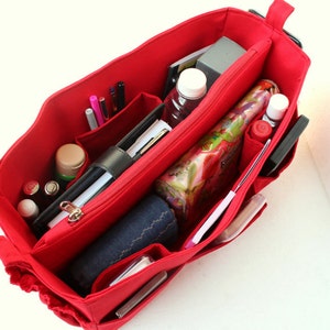 Purse organizer for Speedy 40- Bag organizer insert 15W x 7HX 7D in Rich Red
