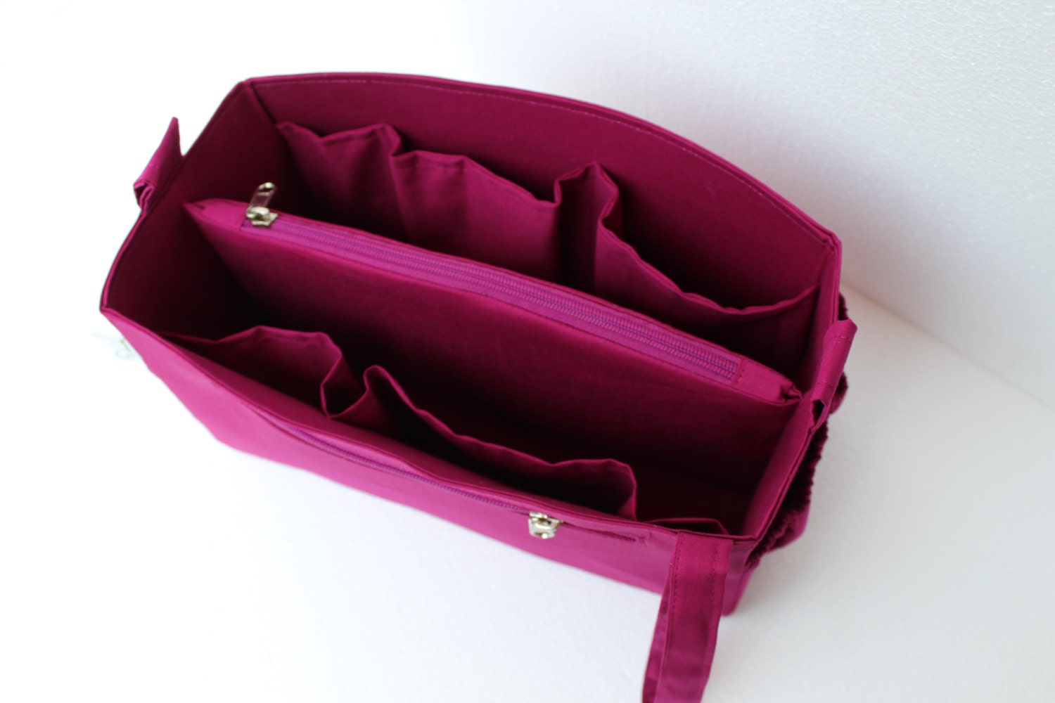 Large Bag organizer Purse organizer insert in Purple fabric Etsy