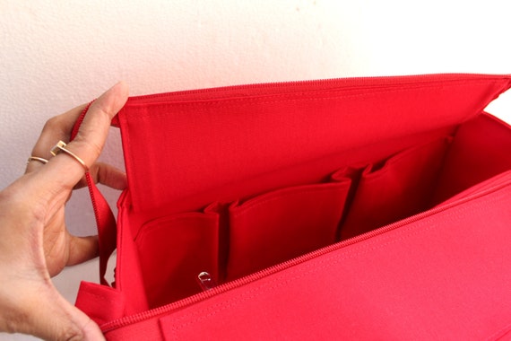 ETTP Red Felt Purse Organizer Insert For Totes Handbags w Pockets Zipper  Medium