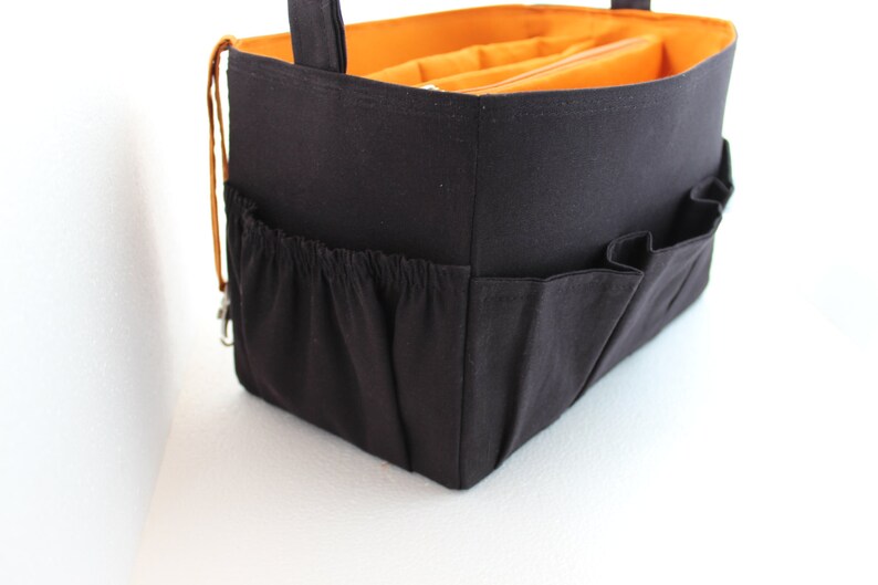 Taller large Bag organizer for Tote Bag Purse organizer insert with two divider compartment zipper and laptop case. image 4