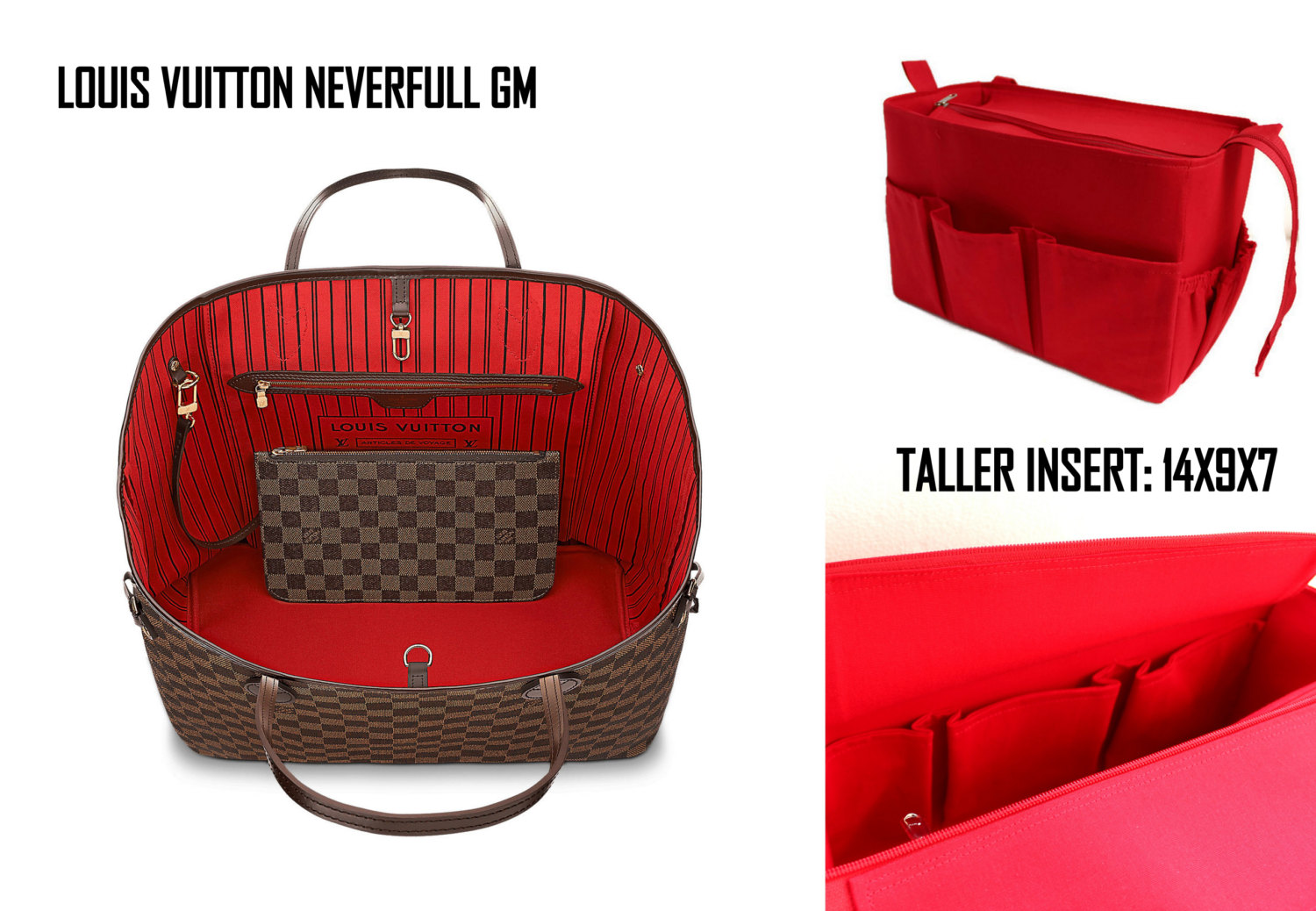 Louis Vuitton Neverfull Organizer Insert, Bag Organizer with Middle  Compartment and Pen Holder