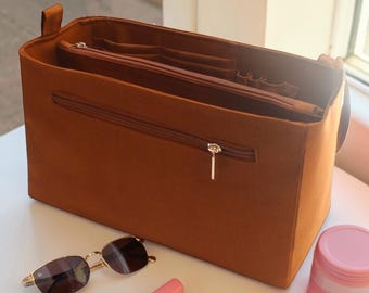 Organizer per borsa grande - Inserto organizer per borsa in tessuto caramello