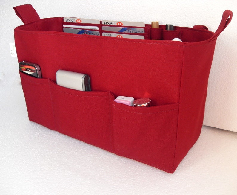 Large Bag organizer Purse organizer insert in Merlot fabric Etsy