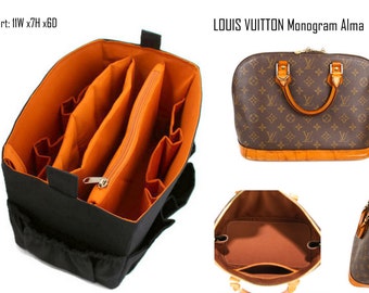 Bag organizer for Louis vuitton Monogram Alma Handbag- Purse organizer insert with 2 divider zipper and laptop compartment