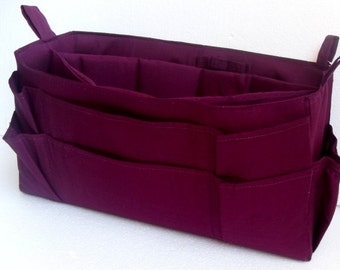 Organizador de bolso tamaño extra grande con estuche portátil acolchado - inserción de organizador de bolso en tela púrpura oscuro/Quetsche