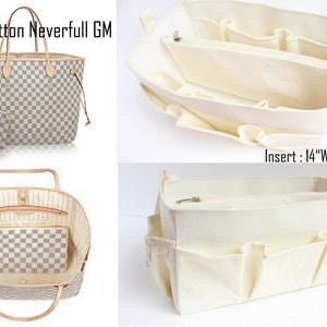 Purse organizer to fit Louis vuitton Neverfull GM Damier Azur Canvas - Bag organizer insert in Beige/Cream