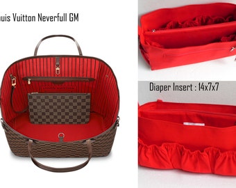 Diaper Extra Large Purse organizer for Louis Vuitton Neverful GM in Red fabric with elastic pockets