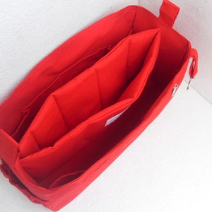 Extra Taller Purse organizer for Louis Vuitton Neverful GM with laptop case in Red fabric
