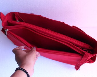 Taller Large size Purse organizer   iPad Sleeve with Zipper on top - Bag organizer insert in Red