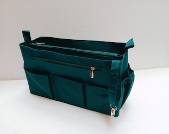 Extra Tall XL size Purse organizer - Bag organizer insert in Peacock fabric