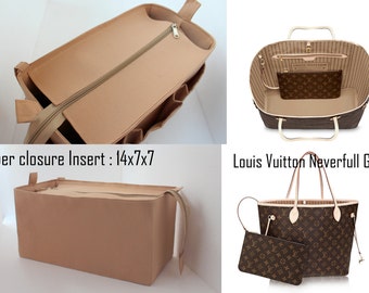 Purse organizer for Louis Vuitton Neverfull GM with Zipper closure- Bag organizer insert in Sand