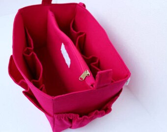 Extra large Purse organizer for Louis Vuitton Carryall MM- Bag organizer insert in Hot Pink fabric