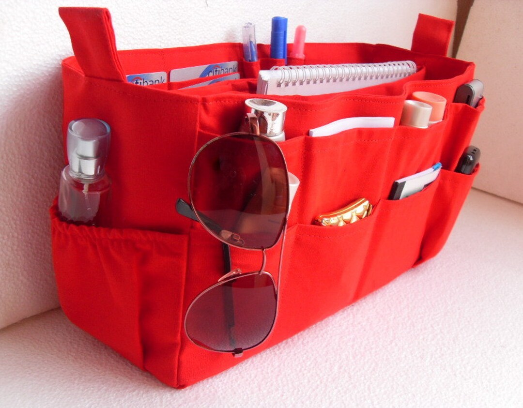ETTP Red Felt Purse Organizer Insert For Totes Handbags w Pockets Zipper  Medium