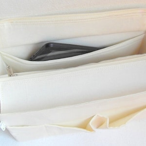 LargeBag extra alto inserto /Purse con zip di chiusura e iPad custodia in tessuto panna