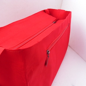 Extra wider and taller Bag insert /Purse insert with Zipper closure- Diaper Bag organizer in Red solid fabric