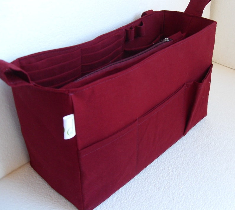 Large Bag organizer Purse organizer insert in Merlot fabric Etsy
