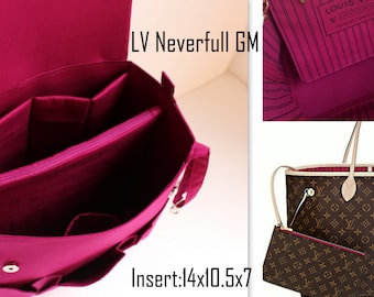 Extra Taller Purse organizer for Louis Vuitton Neverfull GM with Magnetic snap button closure and Laptop compartment- Bag organizer insert