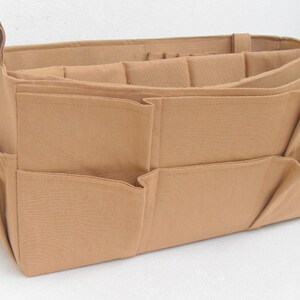 Extra groot formaat Purse organizer met laptop gewatteerde compartiment en Credit card slots - Tas organisator insert in Zand stof