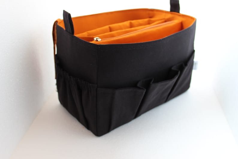 Taller large Bag organizer for Tote Bag Purse organizer insert with two divider compartment zipper and laptop case. image 3