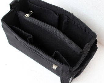 Purse organizer insert / Bag organizer /Handbag organizer in Black fabric