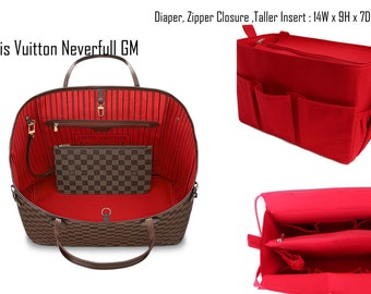Organizer na pieluchy i wyższą torebkę pasujący do torebki Louis Vuitton Neverfull GM z zapięciem na zamek błyskawiczny