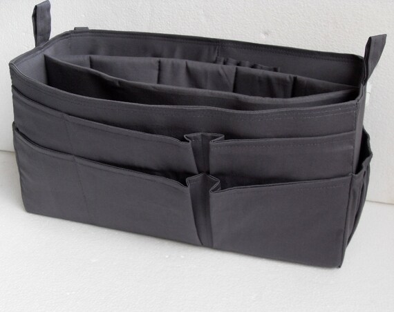 Extra Large Size Purse Organizer With Laptop Padded Case Bag Organizer Insert in Gray Charcoal Fabric Etsy Ireland