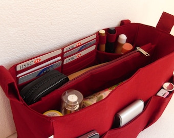 Large Bag organizer - Purse organizer insert in Merlot  fabric