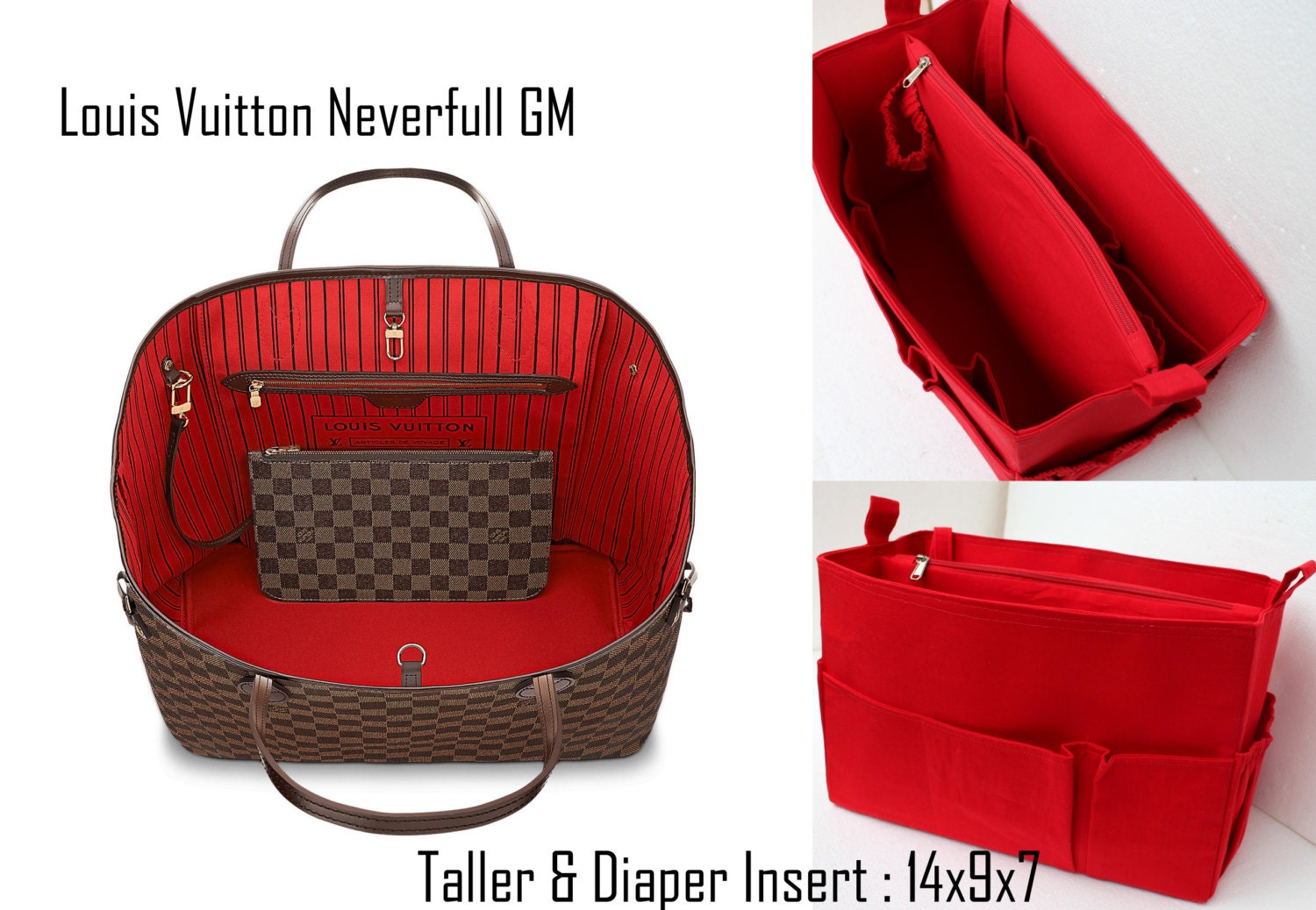 Extra Taller Diaper Bag Organizer for Louis Vuitton Neverful 