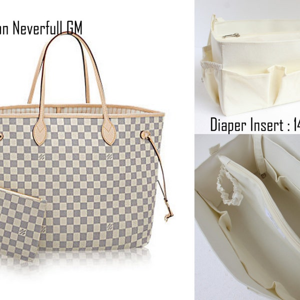 Diaper Bag organizer insert -Extra Large Purse organizer for Louis Vuitton Neverfull GM in Cream