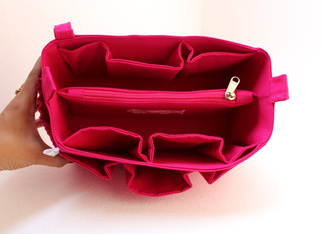 Medium Bag Organizer Purse Organizer Insert in Pink Fabric Etsy