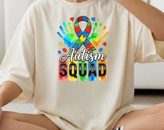 Autism Squad Comfort Colors® Shirt Autism Awareness Puzzle Ribbon Tee Neurodiversity Gift