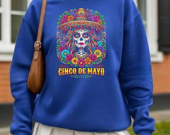 Cinco De Mayo Skull Shirt Floral Sugar Skull Tee Mexican Fiesta Sweatshirt Sombrero Party Shirt Gift