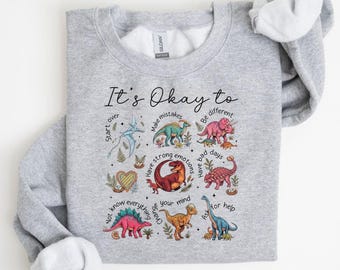 Autism Awareness Dinosaur Sweatshirt It’s Ok To Be Different Neurodiversity Tee Autism Mom Teacher Gift