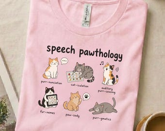 Funny Cat Speech Therapy Shirt, Speech Language Pathologist Sweatshirt, SLP Gift, Speech Therapist Shirt,  Cute SLP Top, Speech Therapy Gift