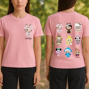 Comfort Colors Labubu Custom T-Shirt, Personalized Labubu Shirt, Cute Labubu Tee with Name , Kawaii Bunny Anime Shirt ,Custom Gift for Girls