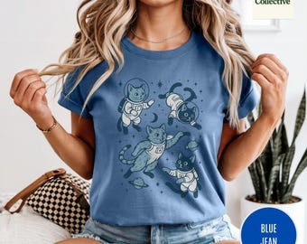 Comfort Colors Astronaut Cat T-Shirt: Vintage Space Graphic Tee
