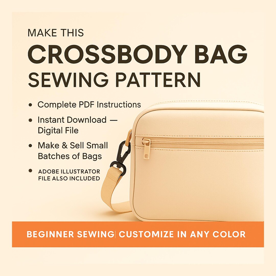 Large Sling Bag Pattern | Crossbody Printable Sewing Template With AI ...