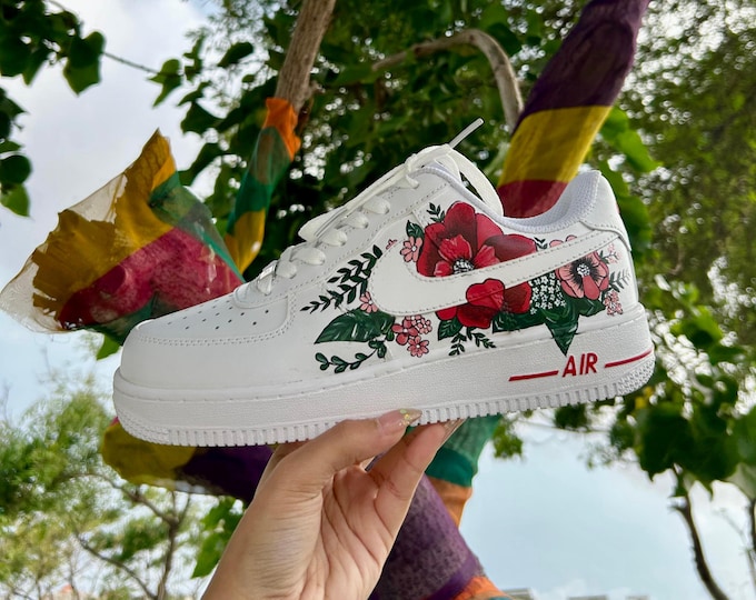 Hand painted rose air force 1 | Custom floral sneakers | Personalized gift for her | wedding sneakers | Custom Nike AF1