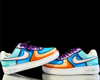 Hand-Painted Comic Pop Art Sneakers | Custom Color Block AF1