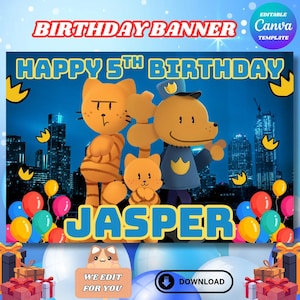Instant download DOG man birthday banner printable DOGman backdrop personalized decors digital design customized DIY party needs cute image