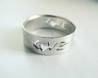 Love ring Sterling Silver - Love Script Ring Couple ring - Friendship Ring - Best Friend Ring - Metalwork Ring Size 7 Sterling Silver