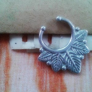 Leaves Fake Septum Ring, Faux Nose Ring, Body Jewelry, 925 solid sterling silver, Jungle Leaves Septum, Fake Septum Ring, Fake Nose Piercing