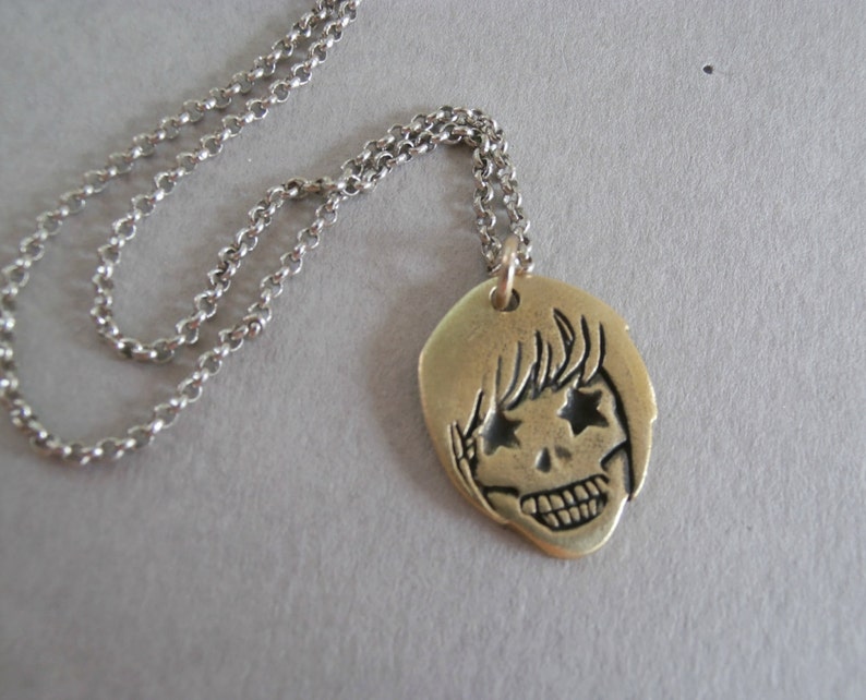 Tiny Skull necklace Halloween Skull Necklace Gold Skull jewelry Gold Sugarskull necklace Sugarskull Necklace Detailed Skull Charm image 2