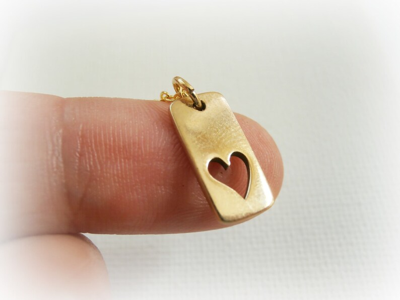 Mini Heart Dog Tags Necklace Lovers Dog Tags 14KT Gold Etsy