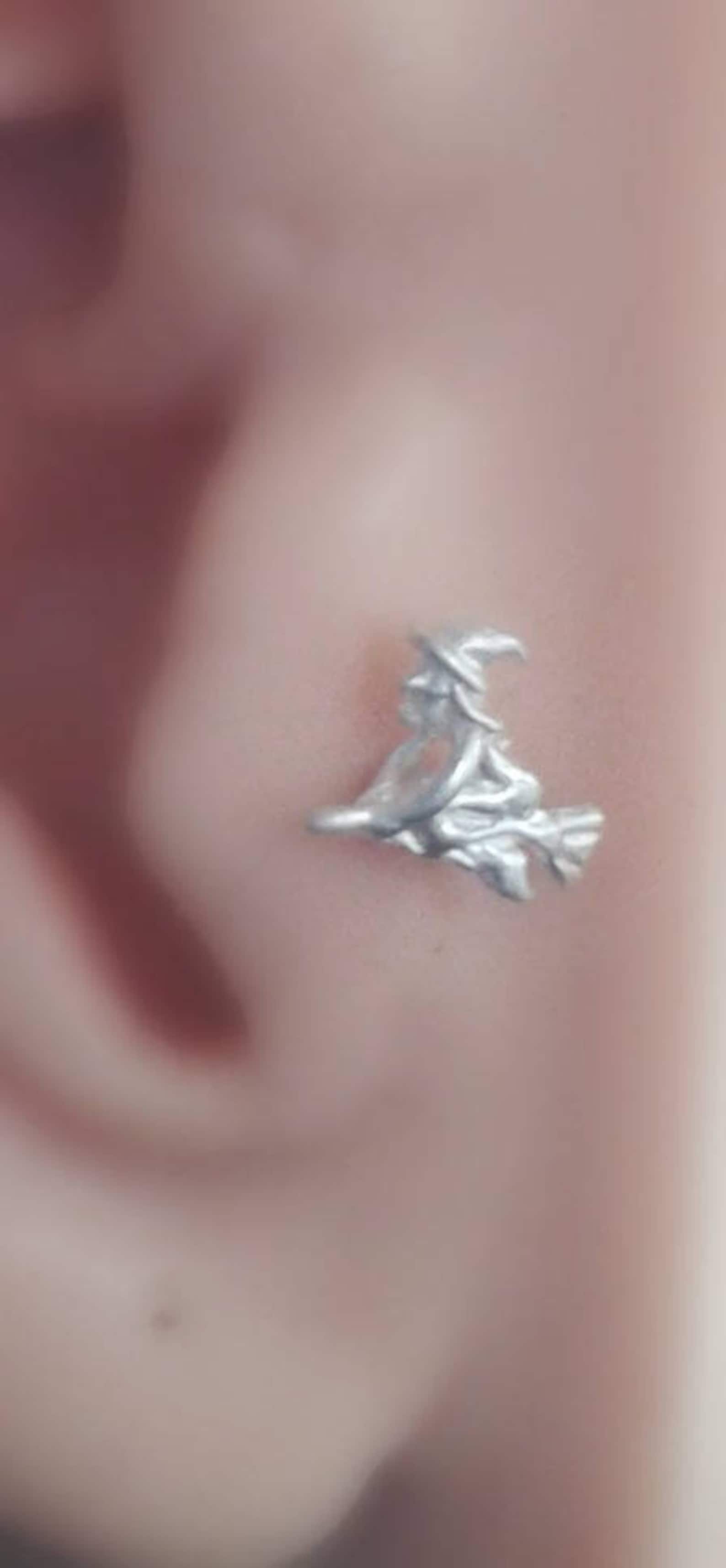 Witch Nose Stud Halloween Nose Stud Sterling Silver Witch Etsy