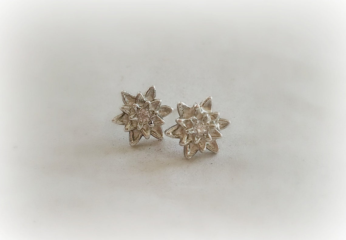 Edelweiss Earrings Mountain Flower Earrings Edelweiss Silver Etsy