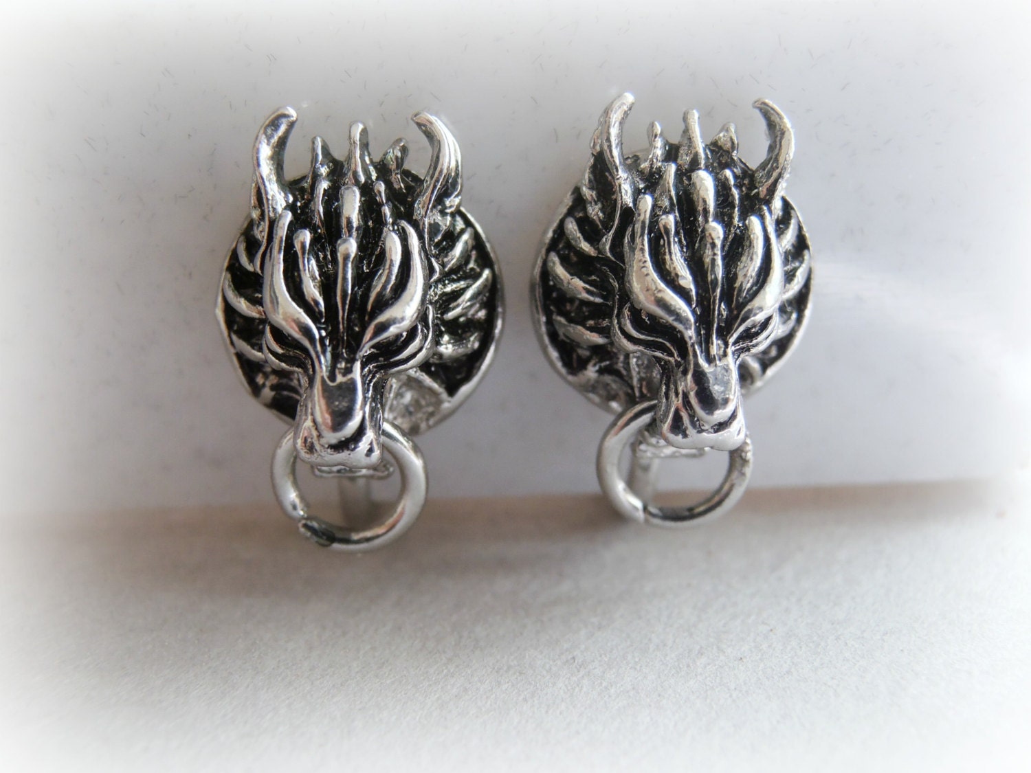 Cloud Wolf Stud Earrings in Sterling Silver - Final Fantasy Cloud Wolf Stud Earrings in Sterling Silver - Final Fantasy